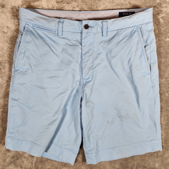 Polo Ralph Lauren Chino Shorts Men's 34X9 (Tag 32) Stretch Classic Fit Blue - Picture 1 of 16